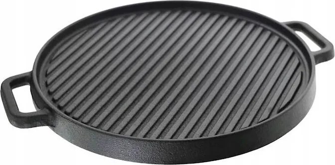 Grillserpenyő Öntöttvas Főzőlap 30 cm Grillrács Öntvény Tömör