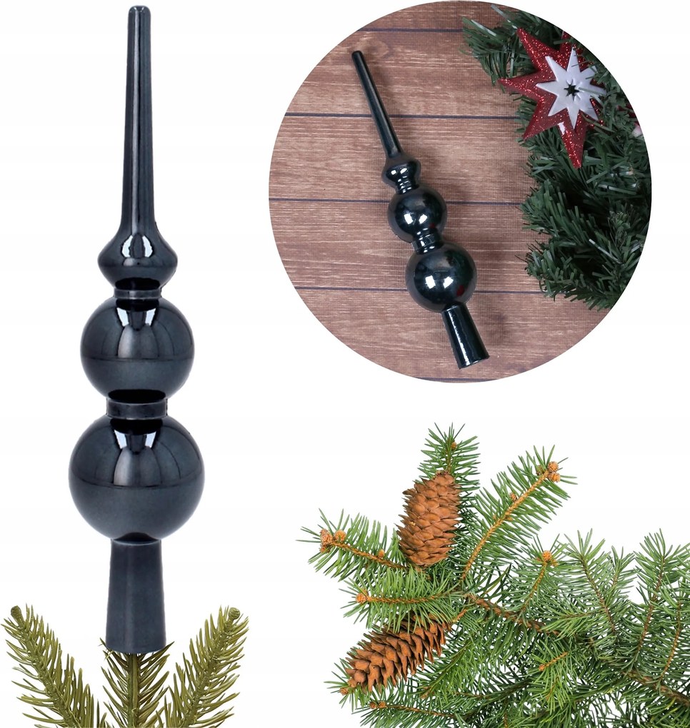 Antracit csúcs, Törhetetlen kis spicc karácsonyfadísz 20 cm