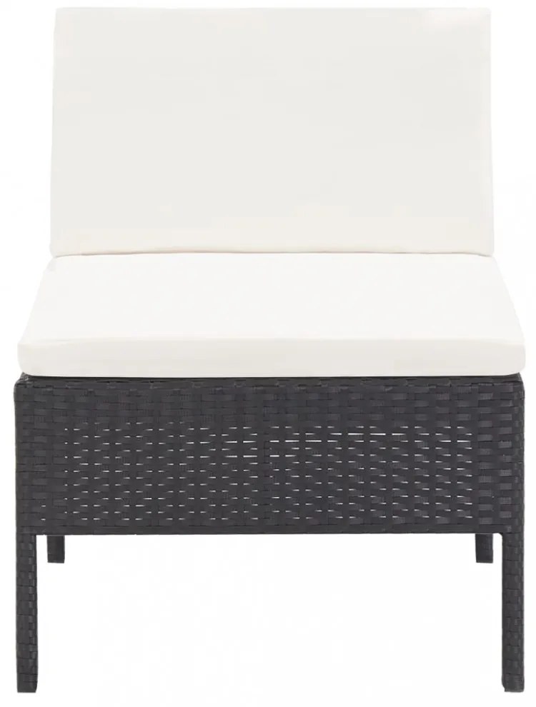 3 részes fekete polyrattan kerti ülőgarnitúra párnákkal