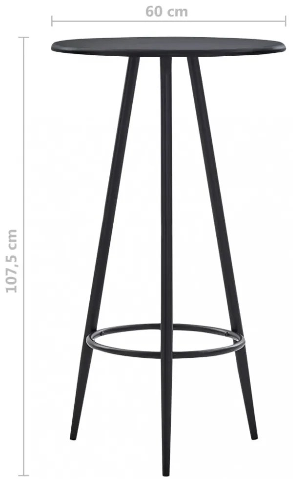 fekete MDF bárasztal 60 x 107,5 cm