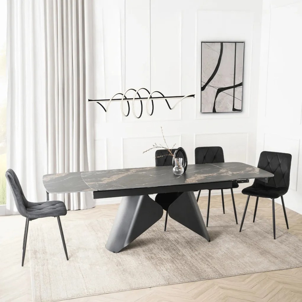 Stół VERONA Ceramiczny Rozkładany 160-240 cm Czarny márvány/Czarny