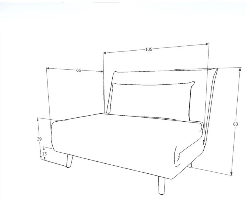 Szürke kihúzható fotel SPIKE