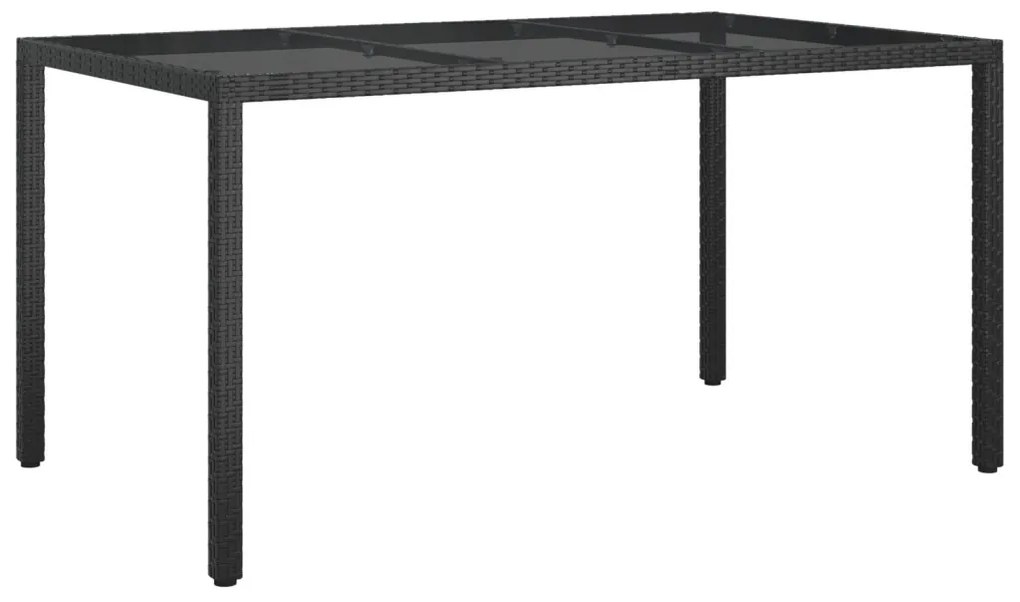 Kerti Étkezőasztal Fekete 150x90x75 cm Polirattan