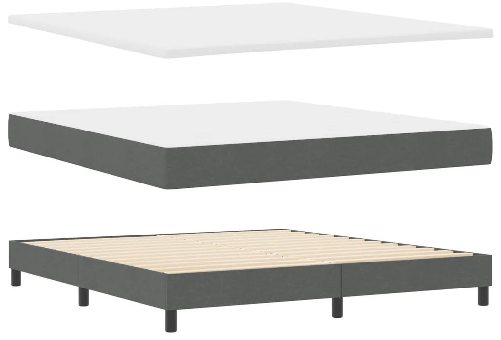 Boxspring ágy matraccal, sötétszürke, 180 x 200 cm, szövet.