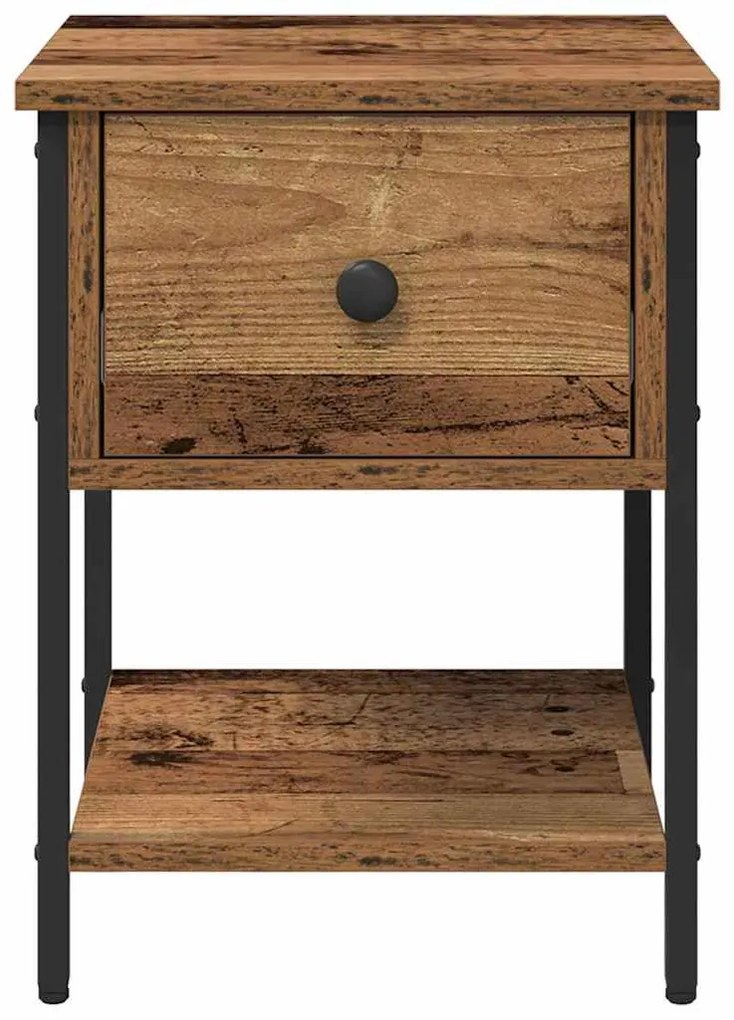 Éjjeli asztal fiókkal 2 pcs Régi fa 34 x 35,5 x 45 cm Faanyag