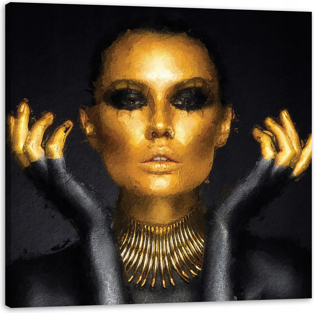 Vászonkép Nő Arany arc és ujjak 80X80 cm