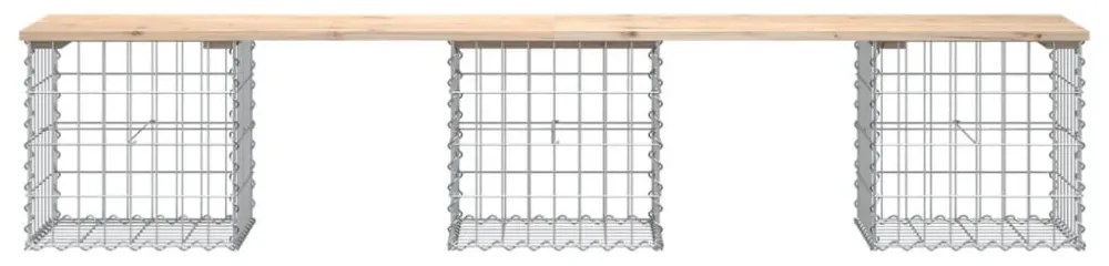 tömör fenyőfa gabion kerti pad 203x44x42 cm