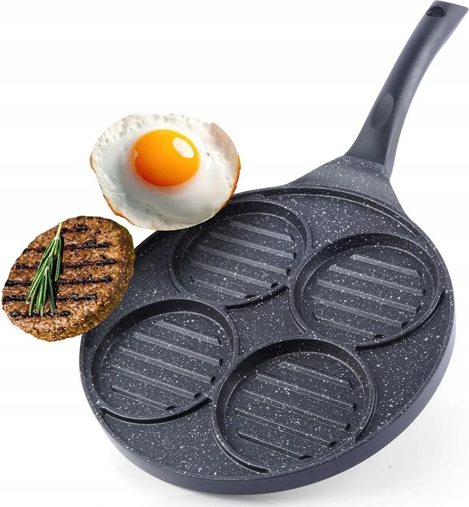 Gránit Grill Hamburger- És Tojásserpenyő 4 Tojásnyílással 26.5CM