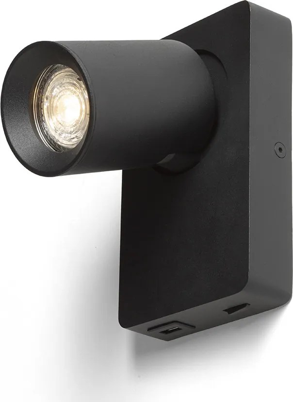 RENDL VOLTERA USB nástěnná černá 230V LED GU10 9W