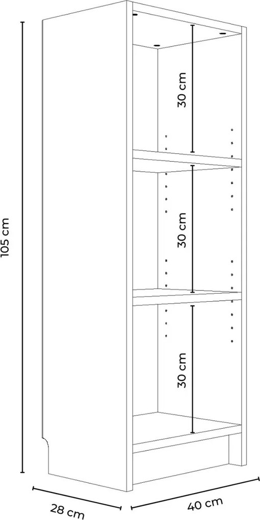 Bili könyvespolc, 40 cm – TR462MSR1401