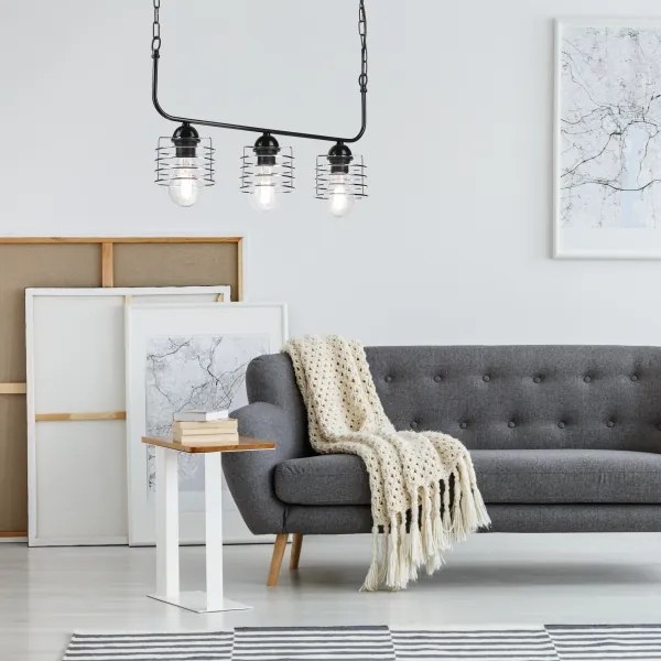 Csillár láncon MORGAN 3xE27/60W/230V fekete/króm