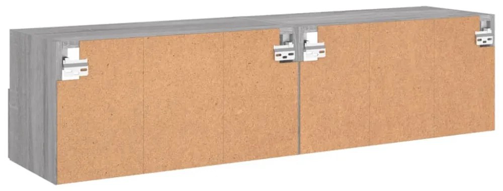 2 db szürke sonoma színű szerelt fa fali TV-szekrény 60x30x30cm