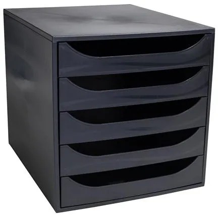 Irattároló, műanyag, 5 fiókos, EXACOMPTA Ecobox ExoBlack, fekete (EX229014D)