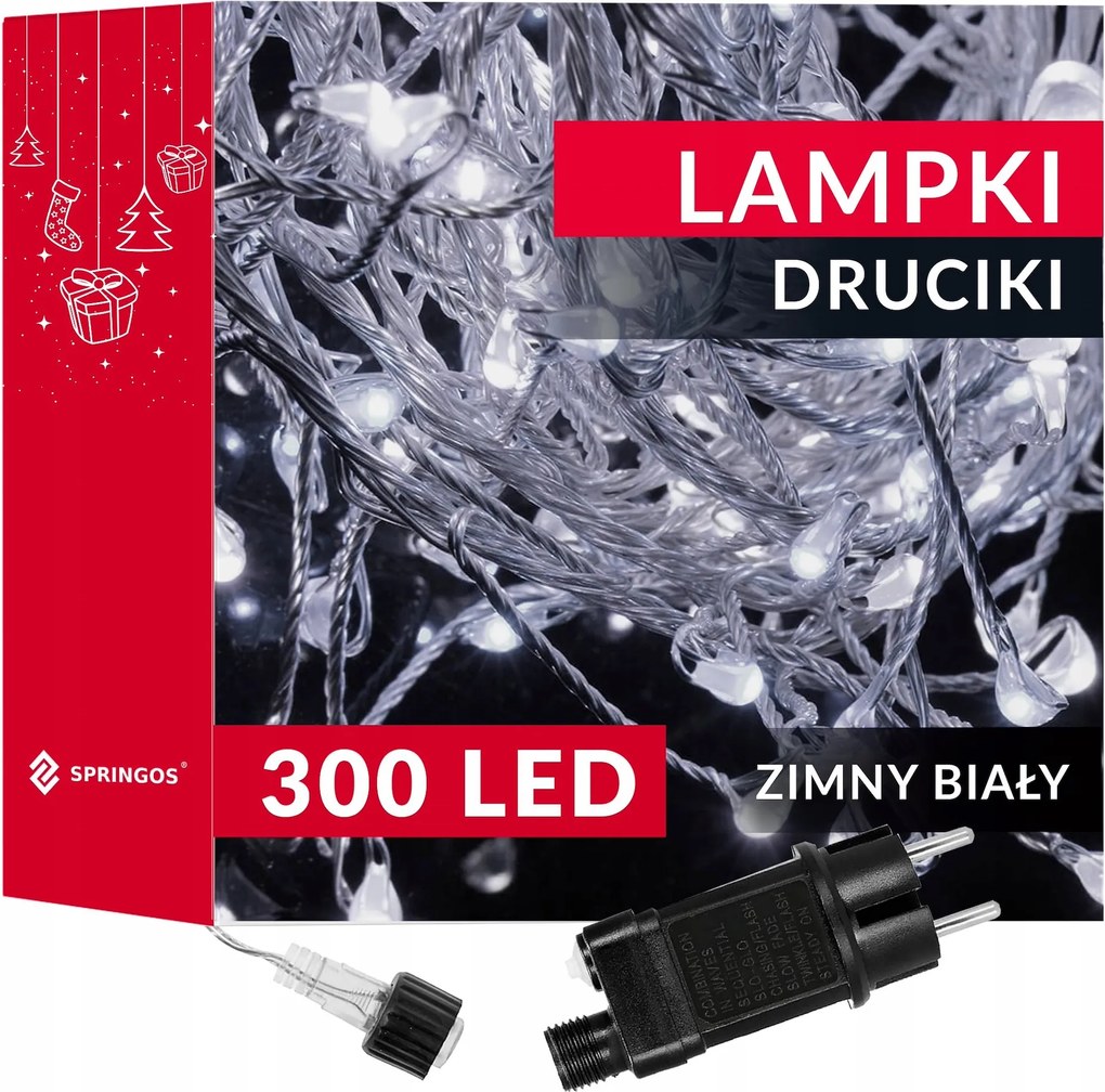 Jégcsap Drót Lámpa 300LED Hideg Fehér Mikro Áramfény 3m