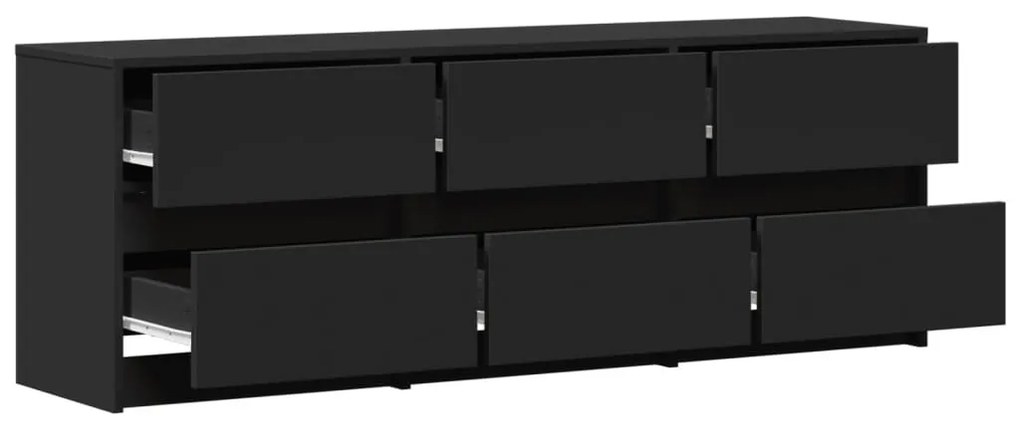 fekete szerelt fa TV-szekrény LED-ekkel 140 x 34 x 50 cm