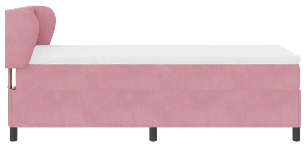 Boxspring Ágy Matrac Rózsaszín 90x190 cm Bársonyos