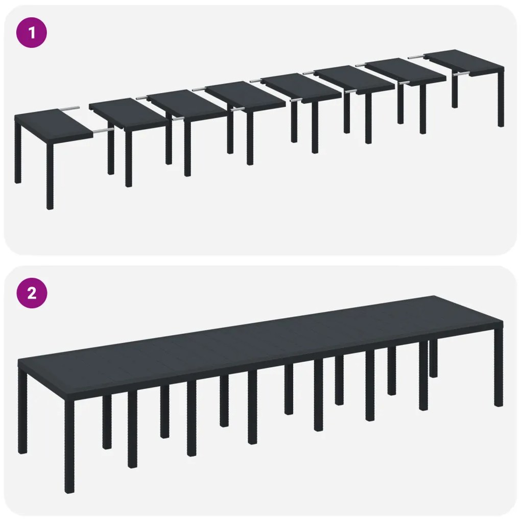Kert étkező szett 17 pcs Antracit Polt rattan