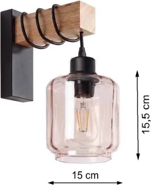 BRILAGI - Fali lámpa WOOD GLASS 1xE27/60W/230V fenyő/fekete/füstös bézs