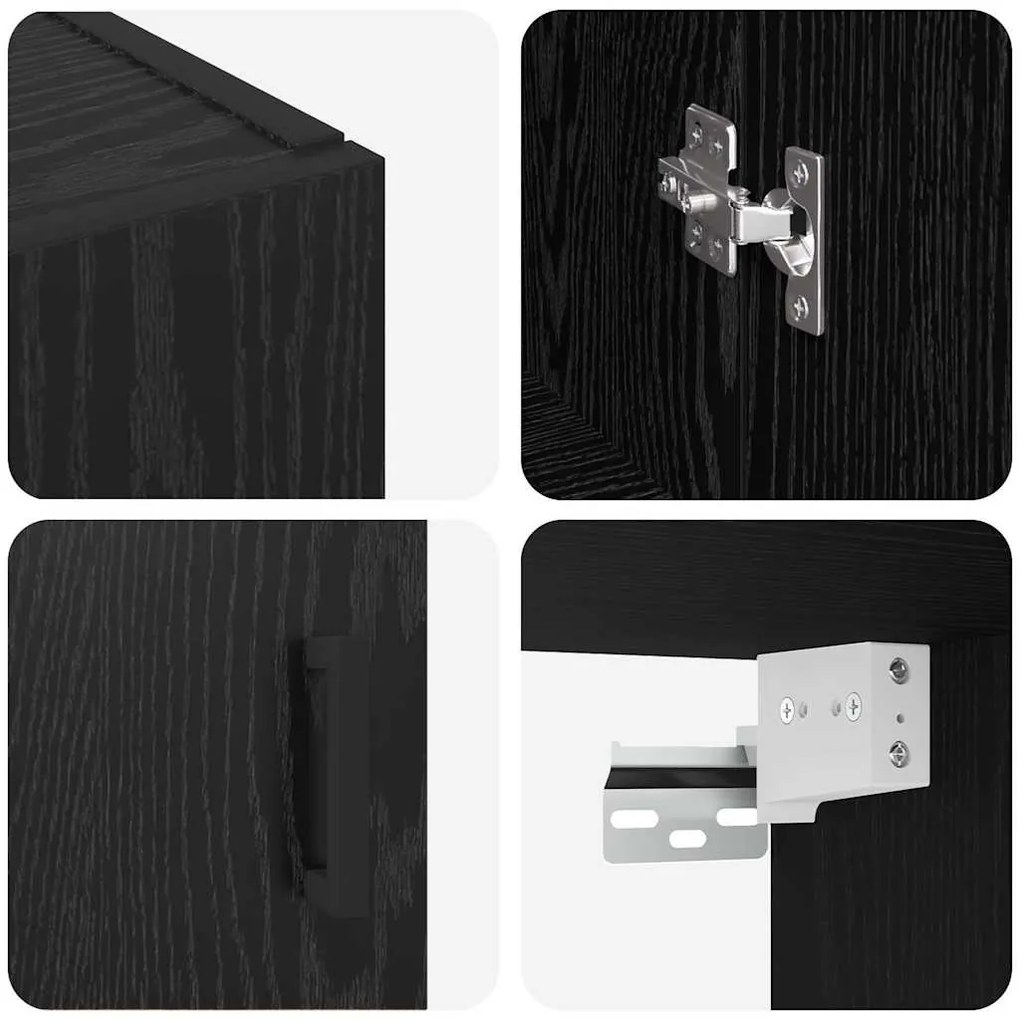Fali Szekrények 2 pcs Musta tammi 69.5 x 34 x 90 cm Faanyag
