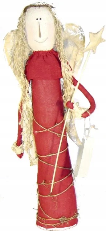 Angyal csillaggal, nagy, bordó-bézs