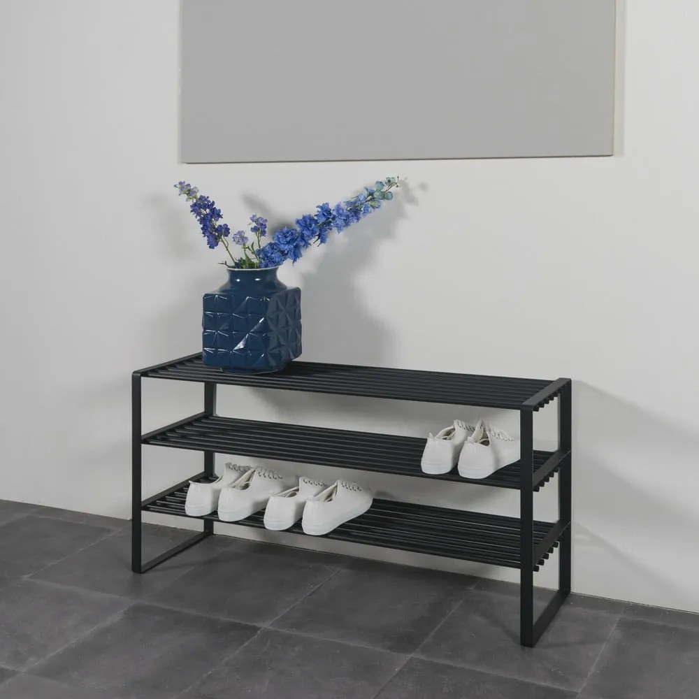Fekete fém cipőtartó 100x48,5x29 cm Rex – Spinder Design