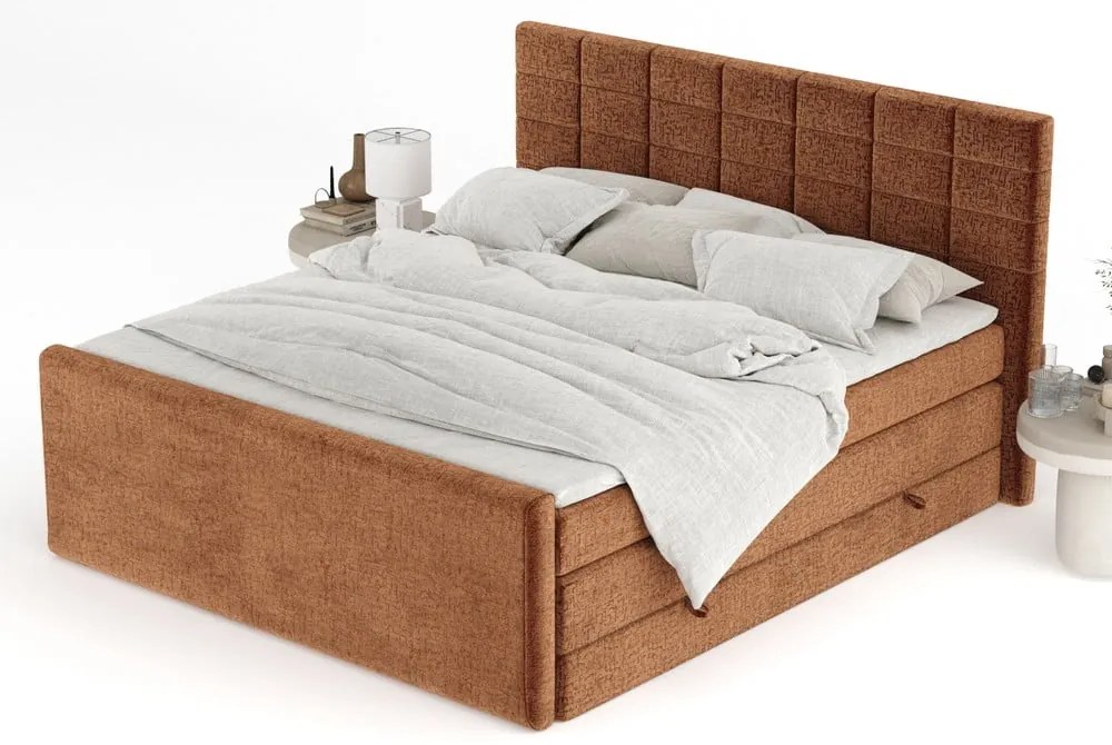 Narancssárga ágyneműtartós boxspring ágy 200x200 cm Ava – Maison de Rêve