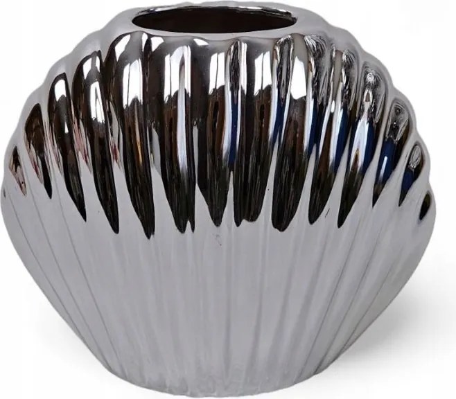 Kerámia váza ezüst kagyló Shell magasság 15x18 cm hamptons stílus