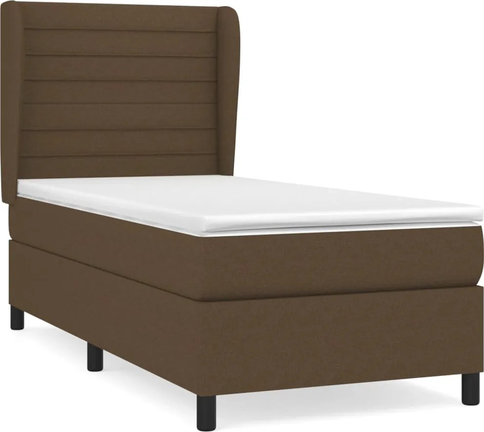 vidaXL sötétbarna szövet rugós ágy matraccal 90 x 200 cm