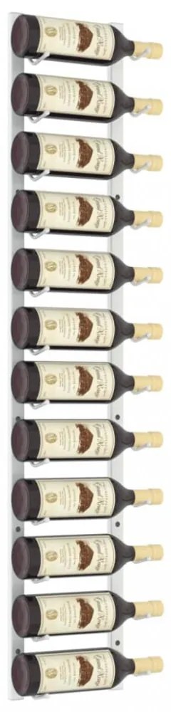 fehér vas falra szerelhető bortartó állvány 12 palacknak