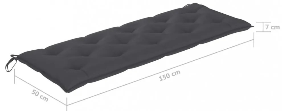 antracitszürke oxford szövet kerti padpárna 150x(50+50)x7 cm