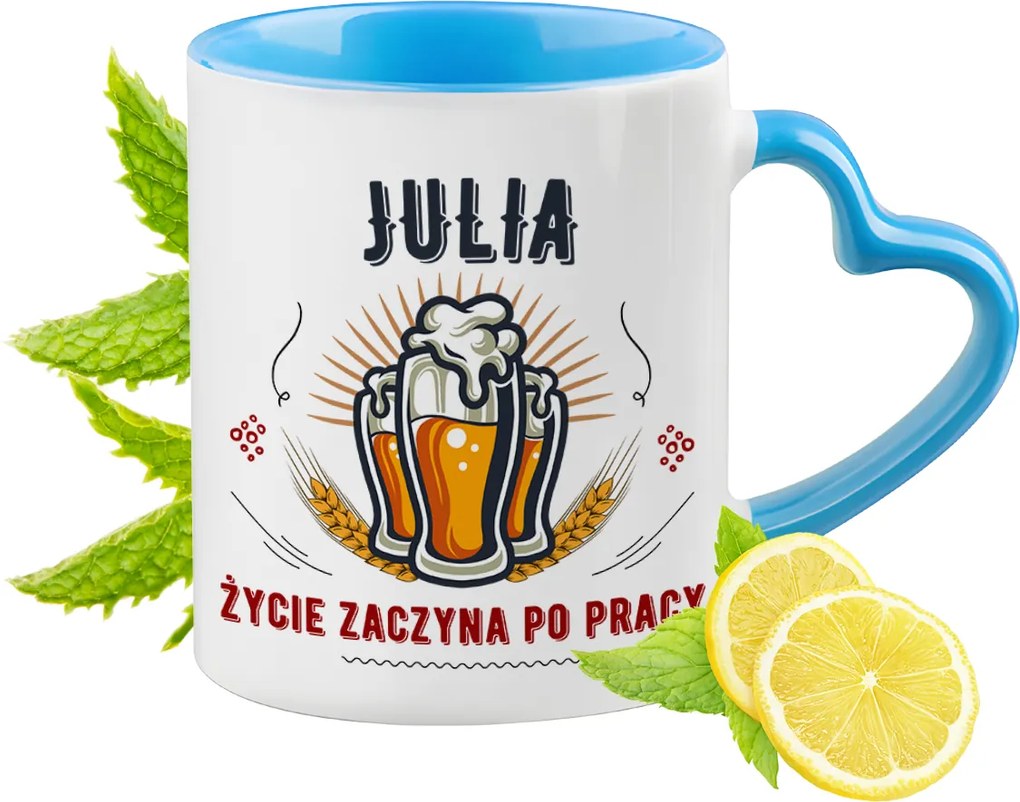 Juli Kék Bögre Szív Alakú Füllel Kávé Ajándék