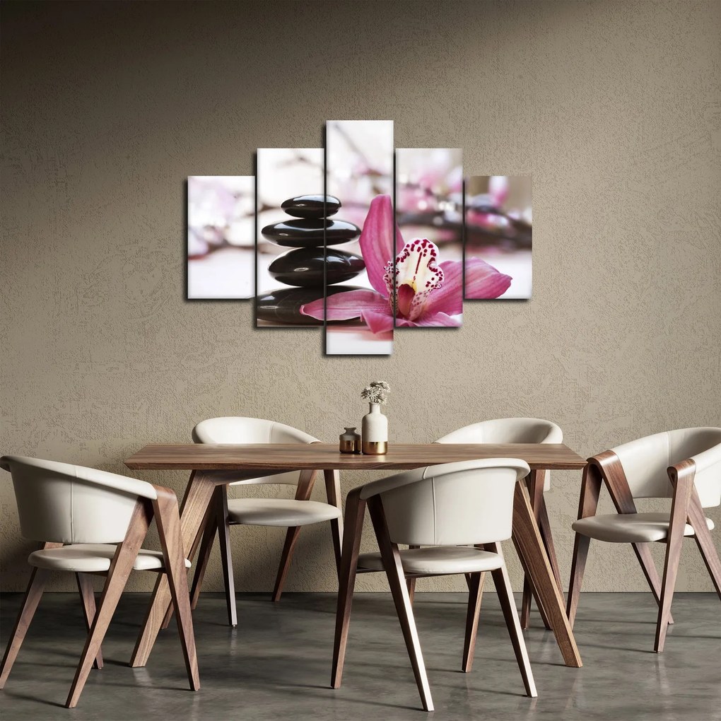 Masszázs kövek és orchideák képe (150x105 cm)