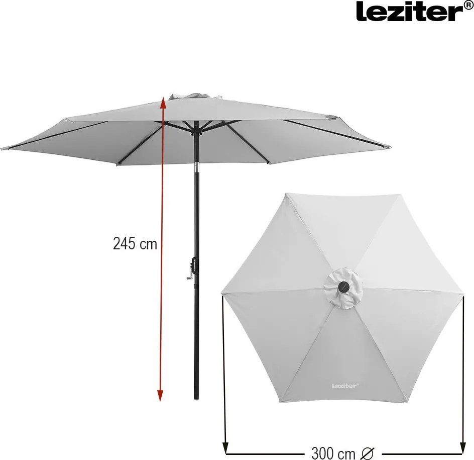 Solari kerti napernyő led lámpával szürke 300 cm