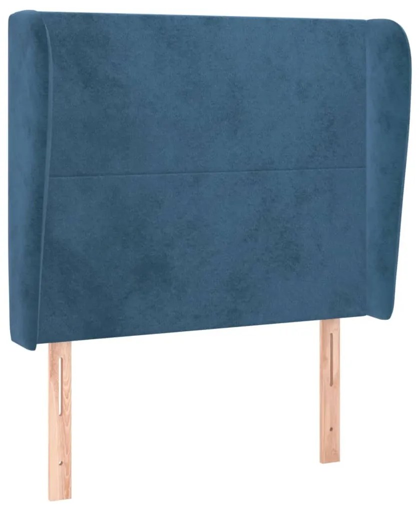 sötétkék bársony fejtámla szárnyakkal 93 x 23 x 118/128 cm