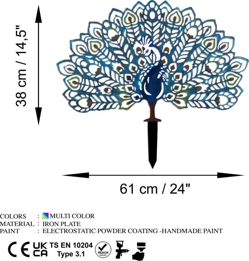 Peacock fém kerti dísztárgy, 60×38 cm – TR565TNL1261