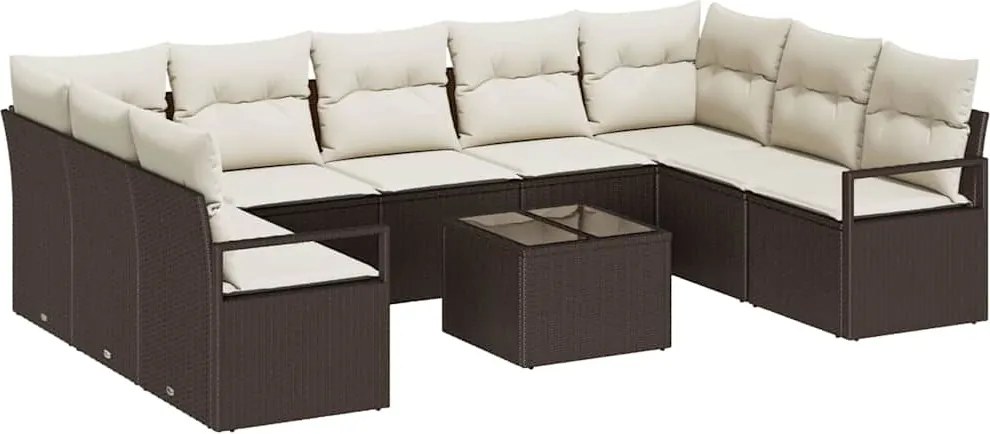 vidaXL Kanapé Szett párnával 10 pcs Barna polirattan