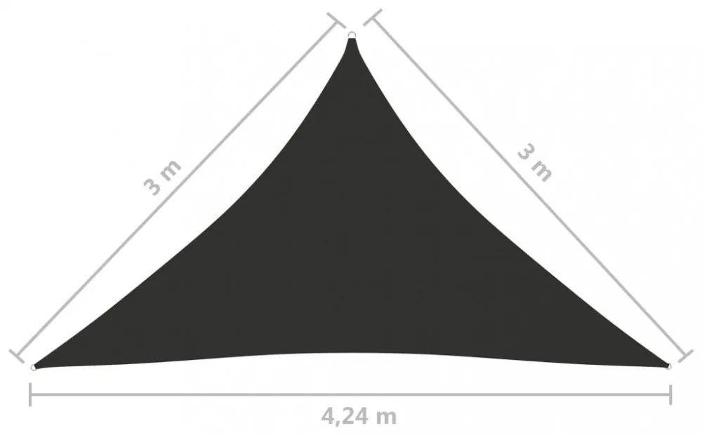 antracitszürke háromszögű oxford-szövet napvitorla 3x3x4,24 m