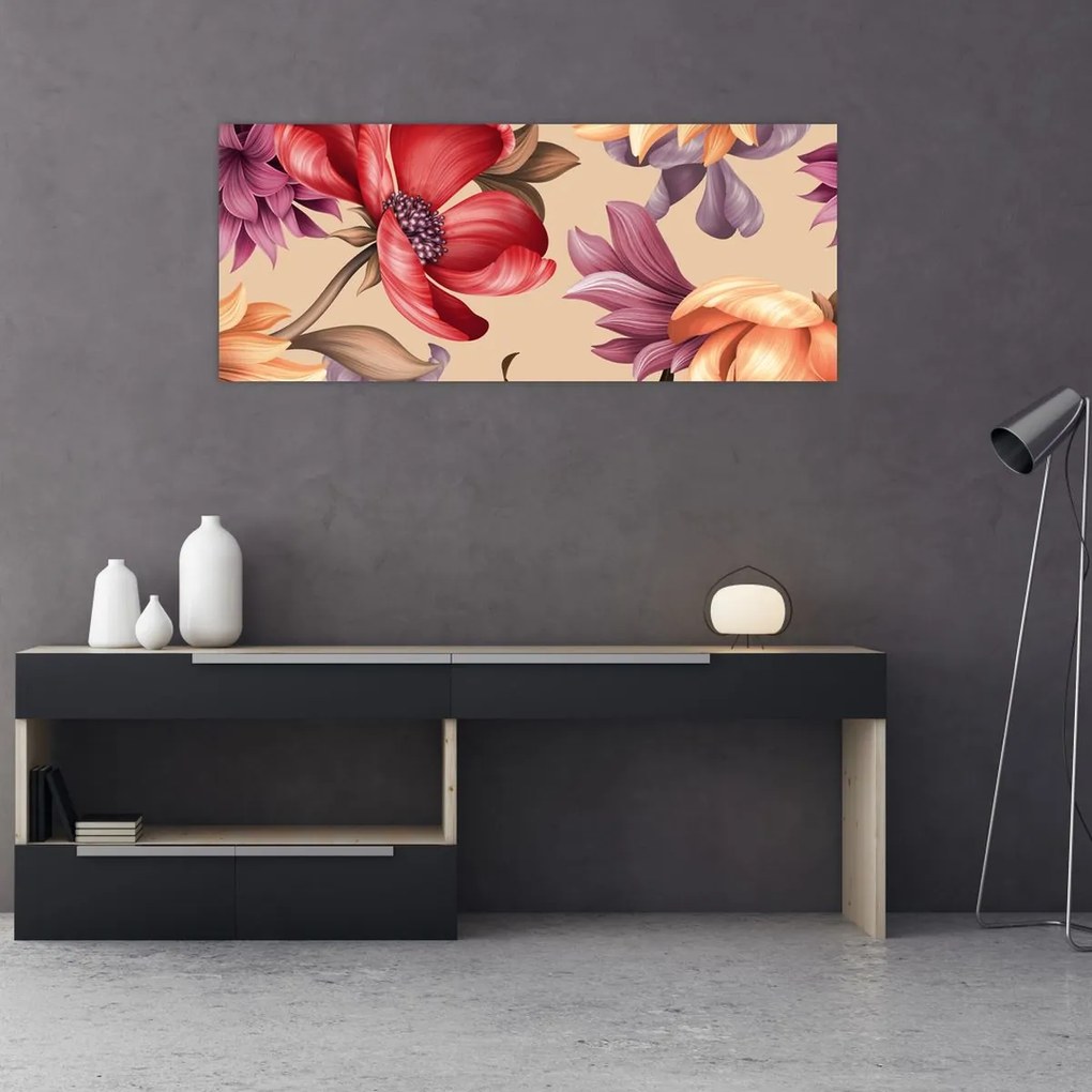Kép - Vintage virágok (120x50 cm)