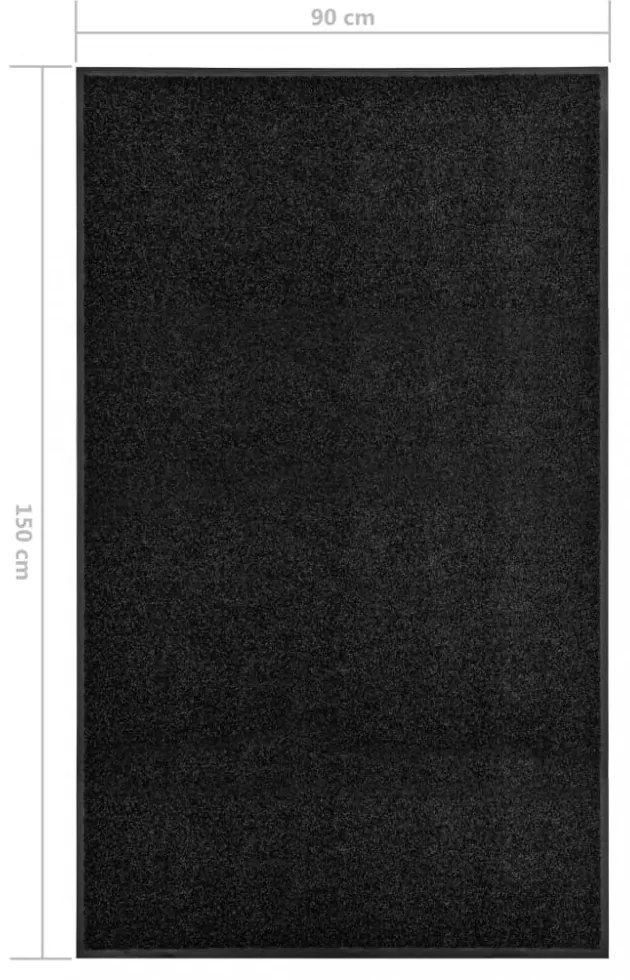 fekete kimosható lábtörlő 90 x 150 cm