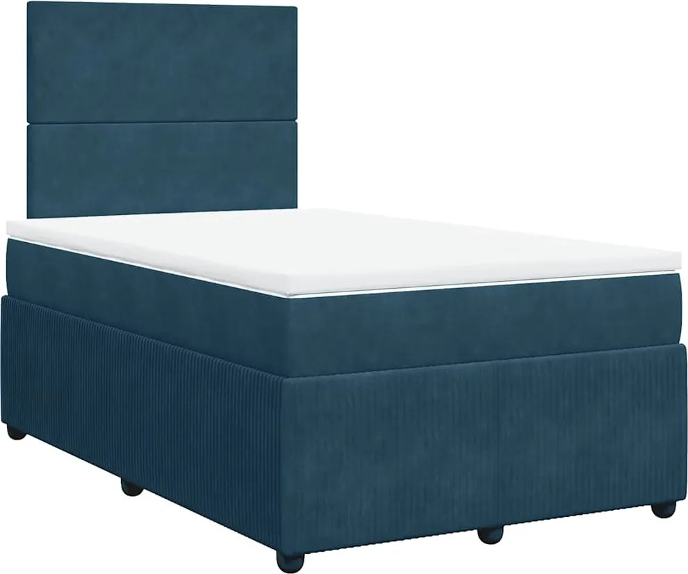 vidaXL sötétkék bársony rugós ágy matraccal 120x190 cm
