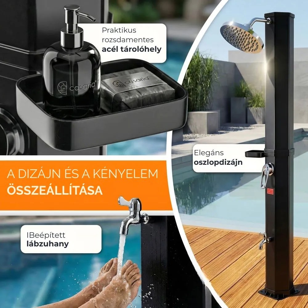 HAVANA szolár zuhany fedéllel, 35 l, fekete Casaria