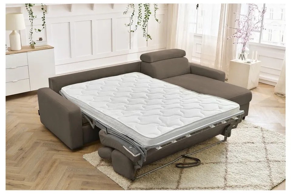 Barna kinyitható sarokkanapé (variálható) Monaco – Bobochic Paris