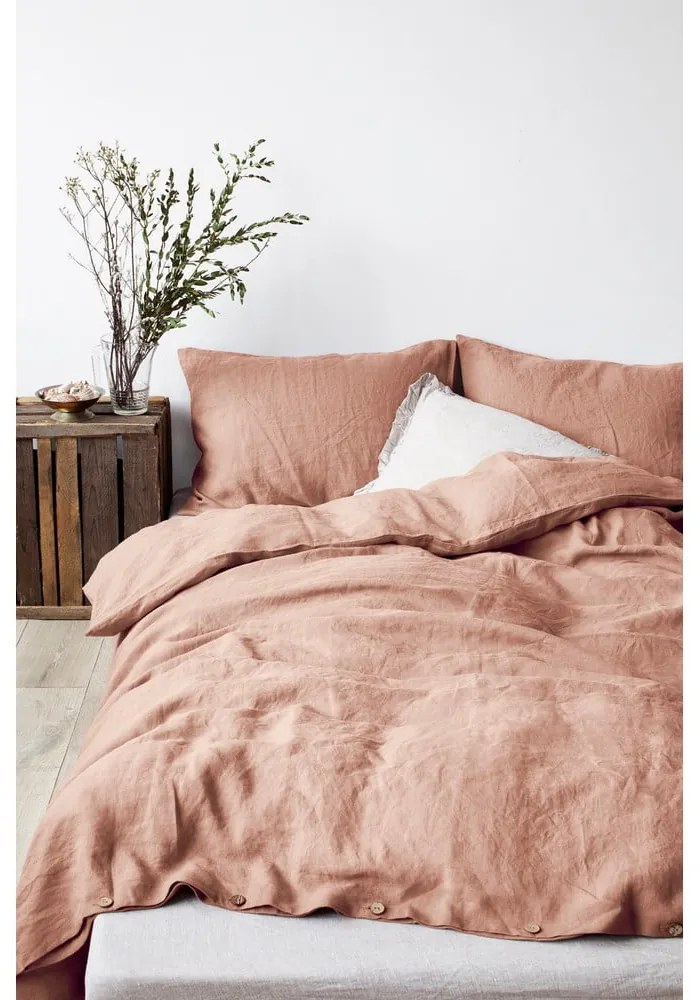 Terrakottabarna len párnahuzat, 70 x 90 cm - Linen Tales