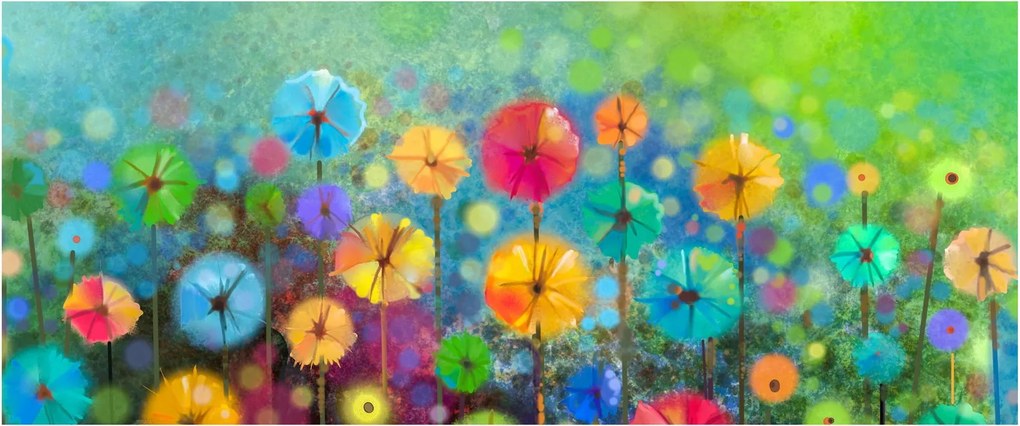Kép - Absztrakt virágok (120x50 cm)
