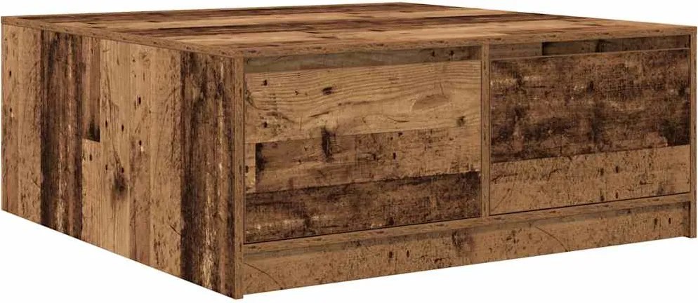 vidaXL antik fa dohányzóasztal fiókokkal 100x100x40 cm