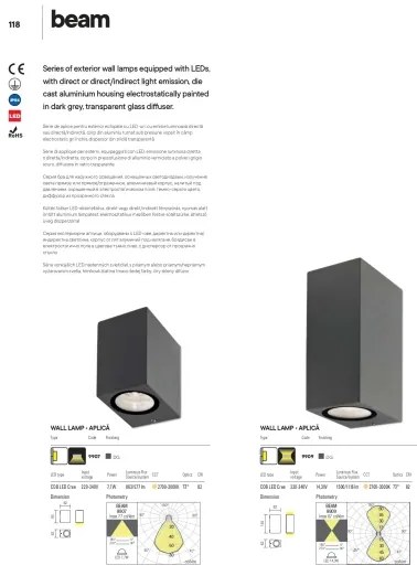 Redo 9907 - LED Kültéri fali lámpa BEAM LED/5W/230V IP54