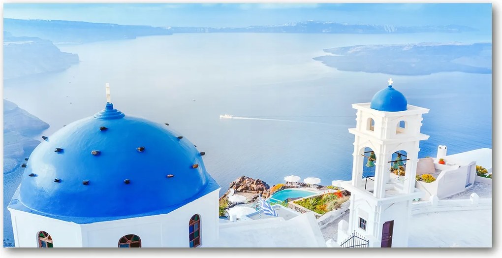 Fotó üvegfestmény Santorini Görögország 140x70