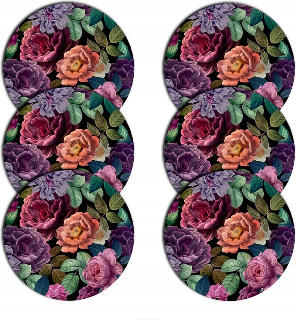 6 db-os kerek asztali alátét szett 33cm filc Bertoni Enigma virág mintás