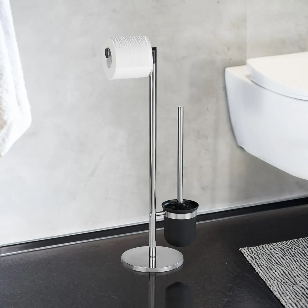 Parus ezüstszínű WC-kefe és WC-papír tartó állvány - Wenko