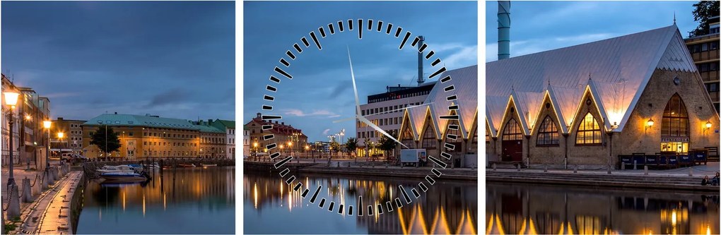 Vízcsatorna képe - Göteborg (órával) (90x30 cm)